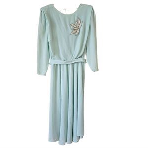 Monica Richards Mint Green Dress with Silver Embellishment Vtg size 5